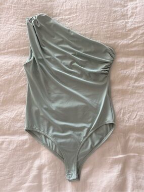 Zara One-Shoulder Woman’s Bodysuit in Sage Green
